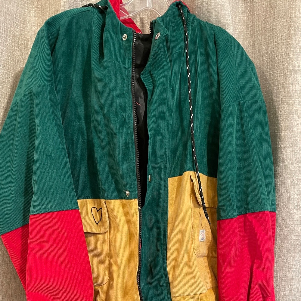 Colorful, zip-up sweater!